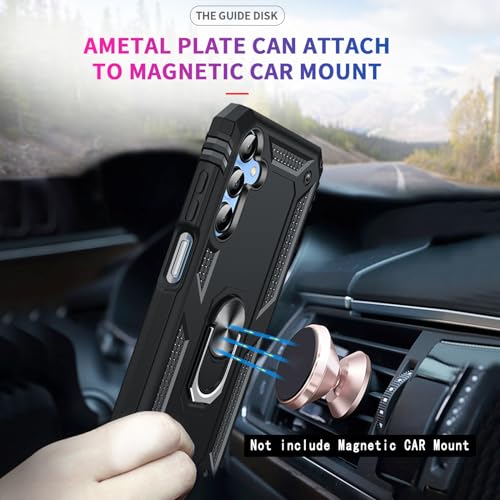 LeYi for Galaxy-A15-5G-Phone-Case: Samsung Galaxy A15 5G Case with Screen Protector and Camera Lens Protector, Military-Grade Heavy Duty Phone Case with Magnetic Ring Stand for Samsung A15 5G, Black