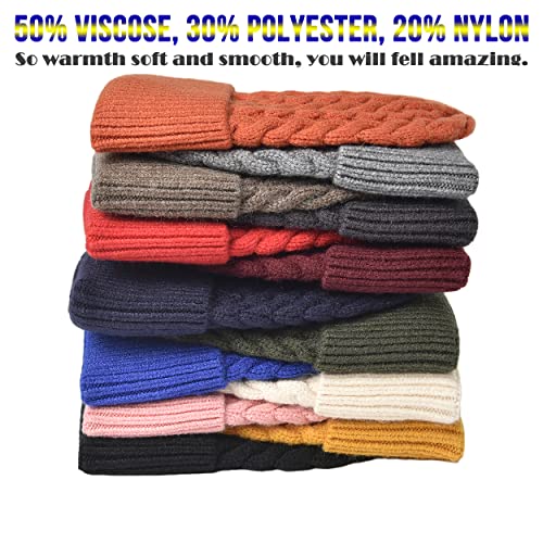 HiRui Knit Beanie Hats for Men Women Winter Hats Skull Caps Warm Classic Slouchy (Beige White)