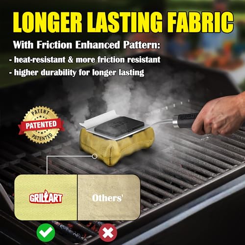 GRILLART Grill Brush Bristle Free, Replaceable BBQ Cleaning Head (No Handle), Safe Replacement Cleaning Pad for Cast Iron/Stainless-Steel Grates - Black