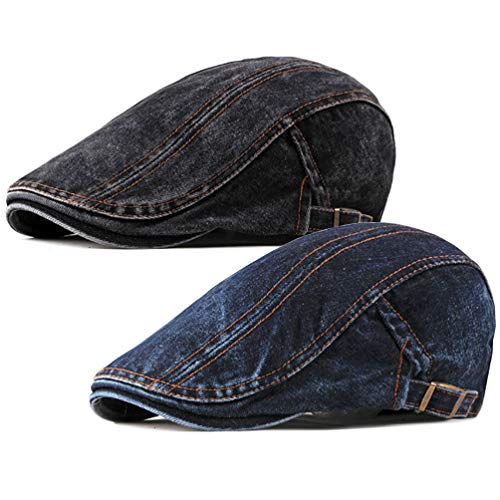 Men's Denim Newsboy Flat Cap Gatsby Ivy Cabbie Hat Driving Cap