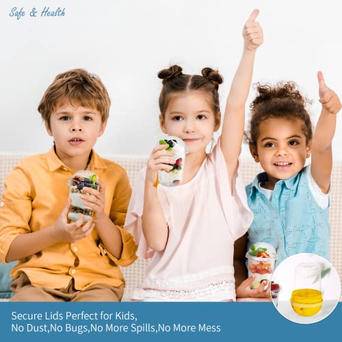 Songtaste 50 Pcs Disposable Plastic Cups,12 Oz Clear Plastic Parfait Cups with Dome Lids and No Hole,Dessert Yogurt Fruit Holders for Kids,Take Away Breakfast and Snacks,Cold Drinks,Ice Cream,Fruit