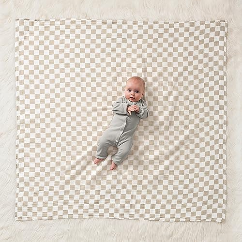 Itzy Ritzy Breastfeeding Boss Multi-Use Cover – A Nursing Cover, Swaddle, Car Seat Cover, Tummy Time Mat & Burp Cloth All in One – Made of Soft Muslin Fabric & Measures 47” x 47” (Checkerboard)