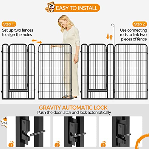 Yaheetech Dog Pen, 2 Panels 32 inch Height Pet Playpen for Puppy/Cat/Rabbit/Small Animals Heavy Duty Metal Exercise Barrier Dog Fence Accessories for Camping Garden Yard Black