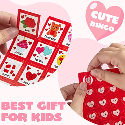 JOYIN 28 Players Valentine's Day Bingo Card for Kids and Adults, for Family/School Classroom Large Group, Party, Treats, Game