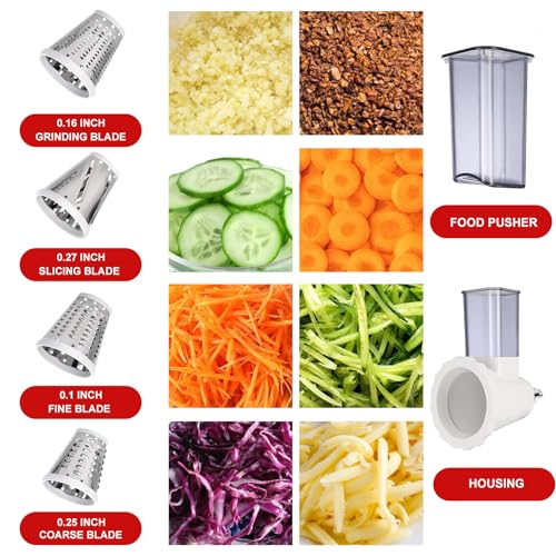 Cheese Slicer Shredder Attachments for KitchenAid Stand Mixers, Food Slicers Cheese Grater Attachment, Salad Maker Accessory Vegetable Chopper with 4 Blades Dishwasher Safe-Upgraded Version