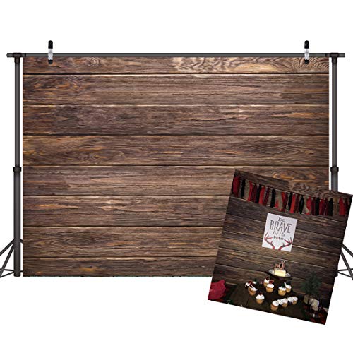 LYWYGG 5x3ft Thin Vinyl Brown Wood Backdrop Photographers Retro Wood Wall Background Cloth Seamless CP-19-0503