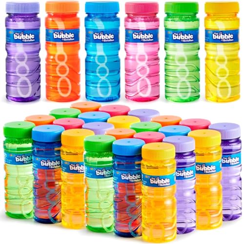 JOYIN Bubble Bottles 6/12/24/36PCS (4oz Solution), Bubbles for Toddlers 1-3, Blow Bubbles Solution Wand Bulk for Party Favors for Kids, Toddler Summer Outdoor Toys Gift for Kids (6)