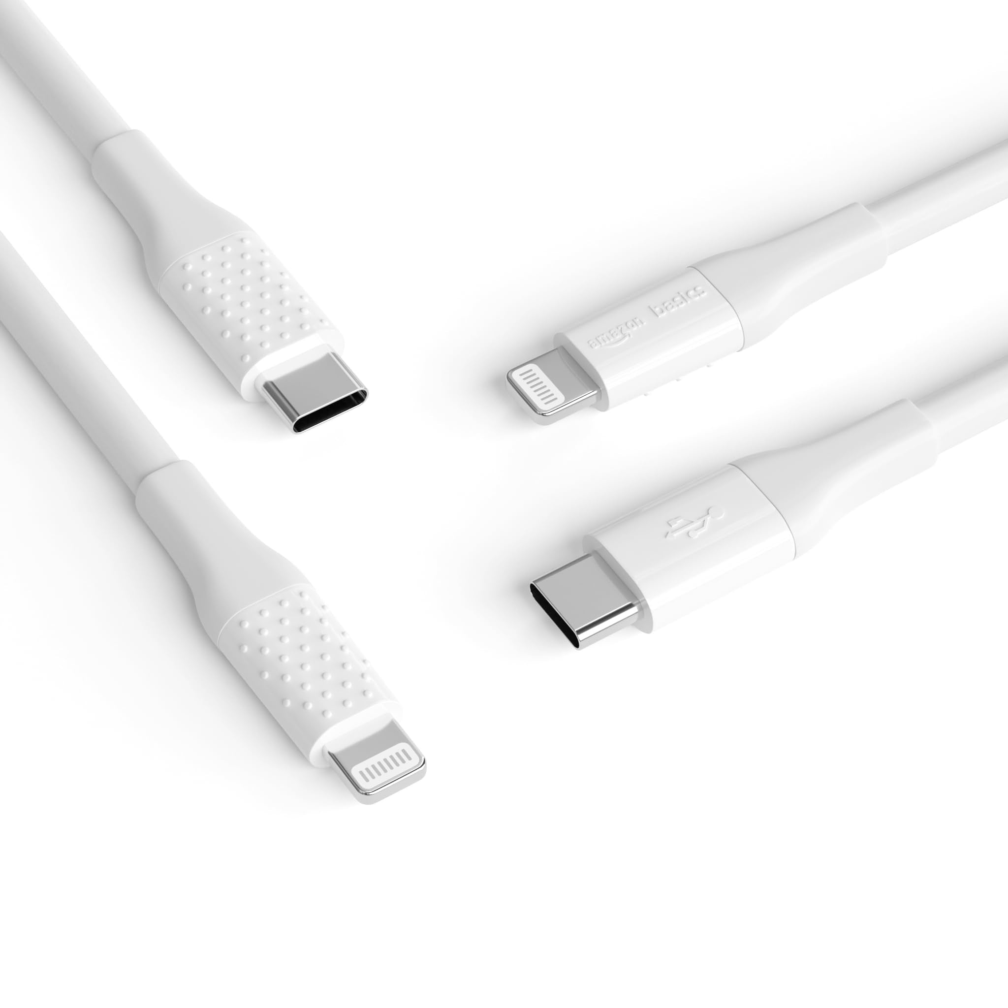 Amazon Basics USB-2.0 Nylon Braided Type C to Lightning Cable (MFi Certified), Fast Charging, 10 ft, White