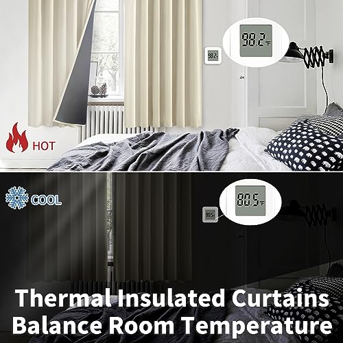 BGment Beige Full Blackout Curtains with Thermal Insulation Liner Curtains 108 Inches Long,Rod Pocket and Back Tab Double Layer Room Darkening Window Curtains for Bedroom(52 x 108 Inch, 2 Panels)