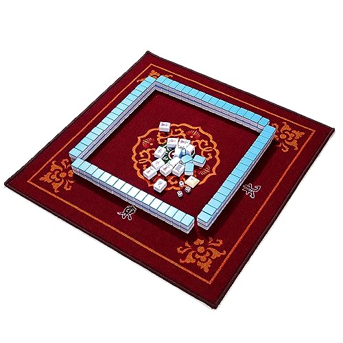 Mose Cafolo Chinese Mahjong Game Set 1.5" X-Large 144 Numbered White Blue Melamine Tiles with Carrying Travel Case,Complete Majong Majiang, Mah Jonng Game Set