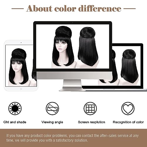 LABEAUTÉ Max Beauty Anime Short Black Cosplay Wig for Women Girl, Daily Wig for Cosplay Synthetic Hair for Halloween Costume Party Hair Wig + Wig Cap