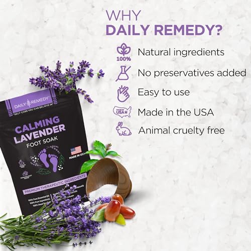 Calming Lavender Foot Soak with Epsom Salt, Made in USA, Foot Soak Soothes Sore Tired Feet, Athletes Foot, Stubborn Foot Odor, Softens Calluses & Helps Treat Toenail, 16 oz 1 lb