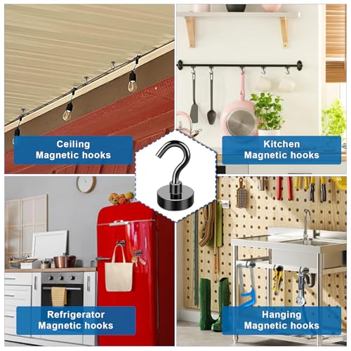 LOVIMAG Magnetic Hooks for Cruise Cabins, 150lbs Blue Magnetic Hooks for Classroom, Strong Magnets with Hooks for Hanging, Neodymium Magnet Hooks for Fridge, Ceiling, Locker, Camper, Travel-25 Pcs