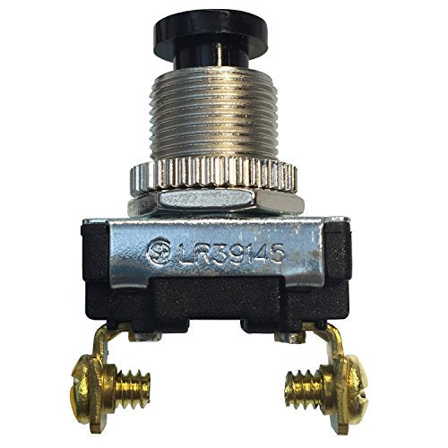 Gardner Bender GSW-22 Electrical Push Button Switch, SPST, OFF-Mom ON, 6 A/120V AC, Screw Terminal , Black