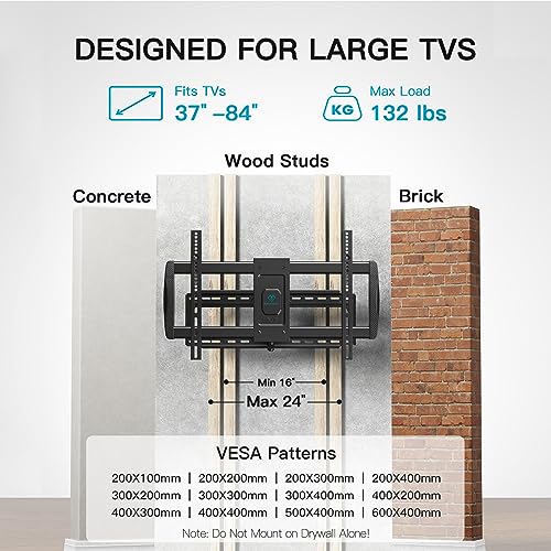 PERLESMITH Long Arm TV Wall Mount for 42-90 inch TVs, Full Motion TV Mount with 42.72 inch Extension Articulating Arm Swivel and Tilt, Max VESA 800x400mm, Holds up to 150 lbs, 16”,18”, 24” Studs