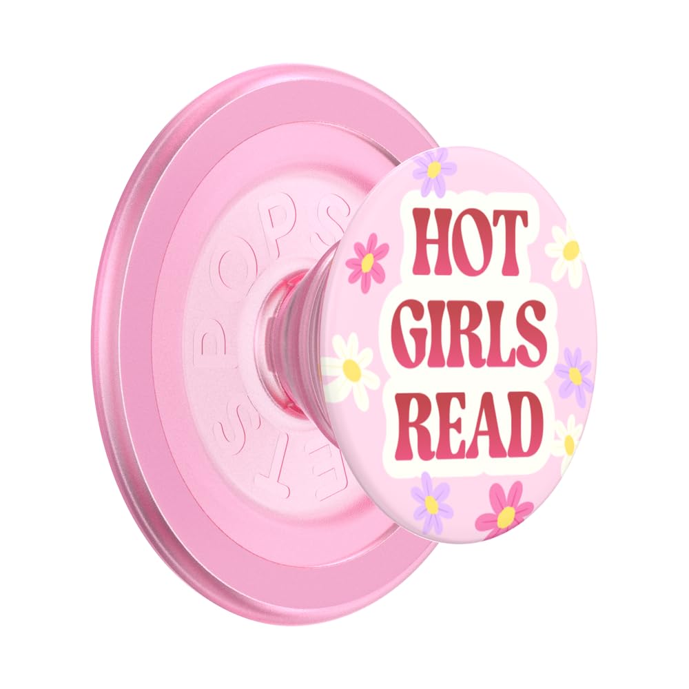 PopSockets Round Phone Grip Compatible with MagSafe, Adapter Ring Included, Phone Holder, Wireless Charging Compatible - Hot Girls Read Pink