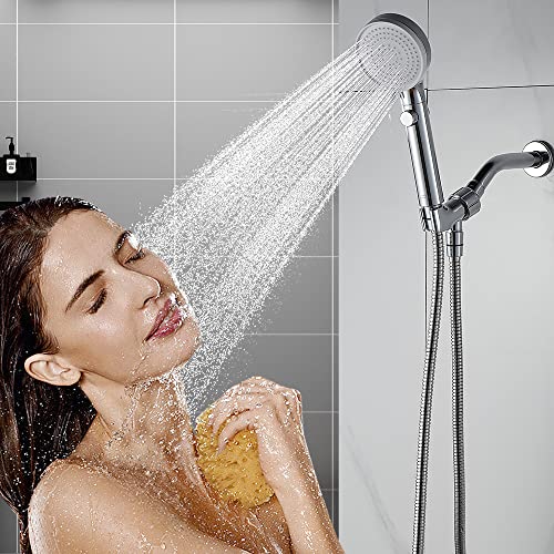 DOILIESE Shower Head with Handheld Shower Head with ON/Off Switch, 3-Modes High Pressure Shower Head with Hose, Chrome Finish