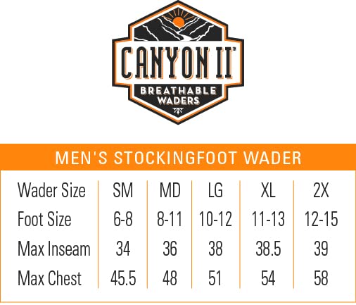 FROGG TOGGS Mens Canyon II Breathable Stockingfoot Chest Wader, Gray, Small US