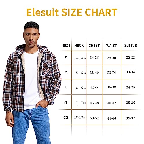 Elesuit Men's Full Zip Fleece Flannel Jackets Shirt Plaid Cotton Hoodies Soft Warm Coat for Men with Hood Blue 3X-Large