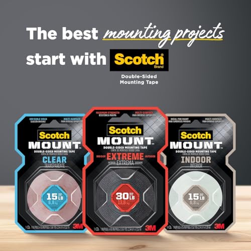 Scotch Double Sided Tape, Clear Mounting Tape, 1 Roll Adhesive Tape, 1 in x 450 in (37.5 ft), Holds Up To 15 Lbs., Features 3M Industrial Strength Adhesive (410-LongDC)