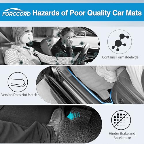 Forccord Custom Fit for Floor Mats Kia EV6 2025 2024 2023 2022 All Weather Protection TPE Black Heavy Duty Non-Slip Waterproof 3D Car Mats Floor Liners Interior Automotive Accessories