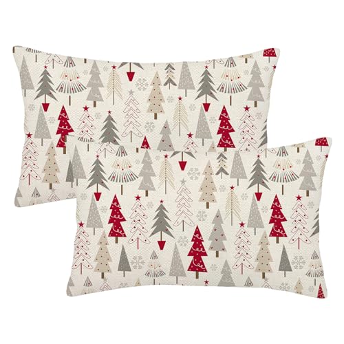 GIOPAMGO Christmas Pillow Covers 20x20 Set of 2, Cute Snowman Christmas Decor Throw Pillow Covers Linen Farmhouse Winter Holiday Cushion Case Christmas Decorations for Home Couch Sofa Outdoor