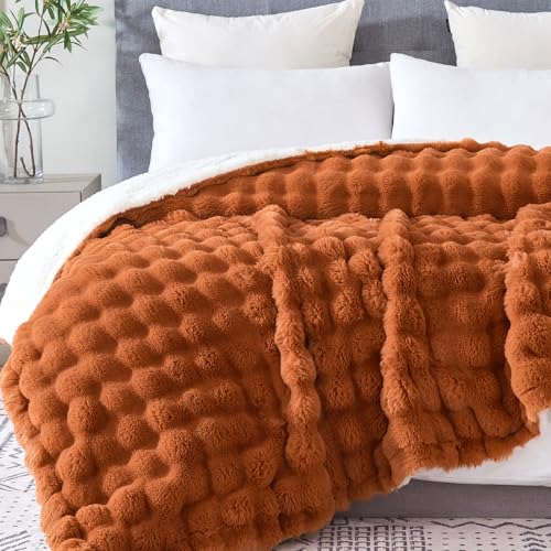 Serenhom 60x80 Inches Ultra-Soft Fuzzy Faux Fur Plush Twin Size Blanket - Thick, Warm Sherpa for Couch, Sofa, Bedroom, Camping - Decorative Blanket for Cozy Warmth, Bubble Pink Tie Dye