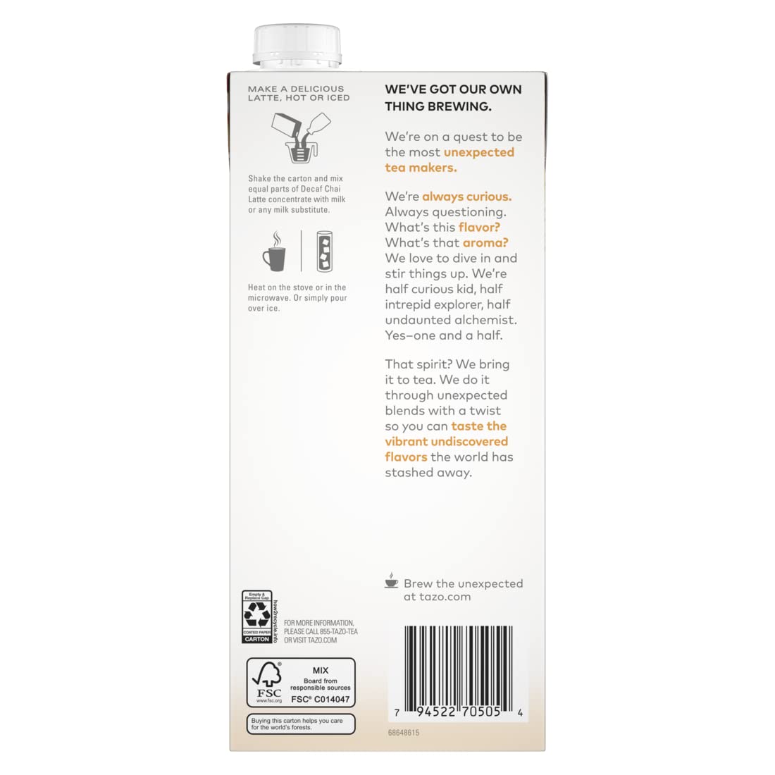 TAZO Decaf Chai Tea Latte, 32 FZ