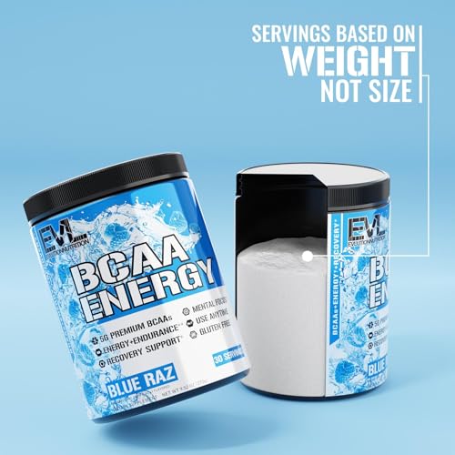 EVL BCAAs Amino Acids Powder - BCAA Energy Pre Workout Powder for Muscle Recovery Lean Growth and Endurance - Rehydrating BCAA Powder Post Workout Recovery Drink with Natural Caffeine - Furious Grape