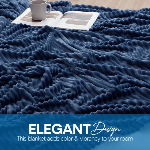 Nestl Navy Throw Blanket for Couch - Fuzzy Blankets and Throws for Sofa, Warm Bed Fleece Throw Blankets, Soft Throw Blanket, Lightweight Cut Plush Cozy Blanket, 50x60 inches Fleece Blanket Throw