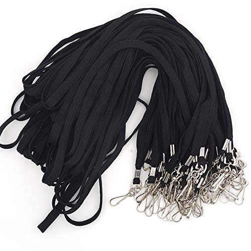 Bird Fiy Black Lanyard 32" Flat Lanyards with Swivel Hook Attachment (Black)