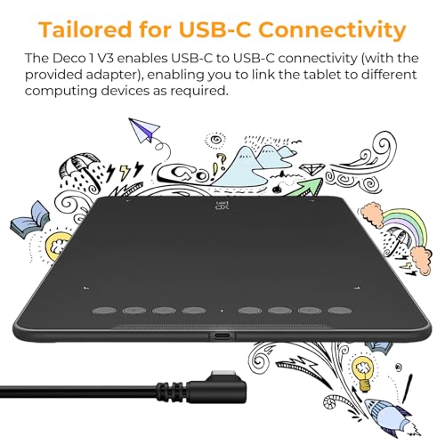 XPPen Updated Deco 01 V3 Drawing Tablet-16384 Levels of Pressure Battery-Free Stylus, 10x6 Inch OSU Graphic Tablet, 8 Hotkeys for Digital Art, Teaching, Gaming Drawing Pad for Chrome, PC, Mac, Android