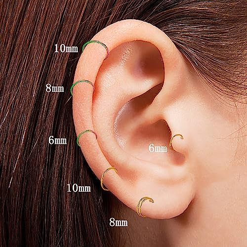 GW 5 Pcs Hoop Nose Rings Hoop Set 316L Surgical Steel, Septum Clicker Nose Hoop Rings, Cartilage Hoop Earrings, Lip Rings, Body Piercing Jewelry (20g 6mm)