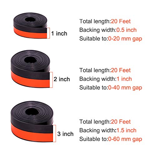 TORRAMI Silicone Weather Stripping 1 inch width 20 Feet Length, Seal for Door Under Bottom, Gap, Side, Glass Shower Door, Sliding Door,Windows, Grey