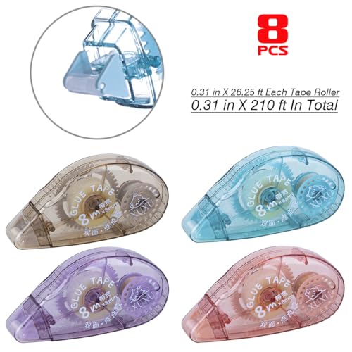 XUXU 8 Pack Double Sided Tape Roller, Scrapbooking Tape, Permanent Adhesive Dots Tape Dispenser Runner for Crafts and Arts Projects, Photo-Safe