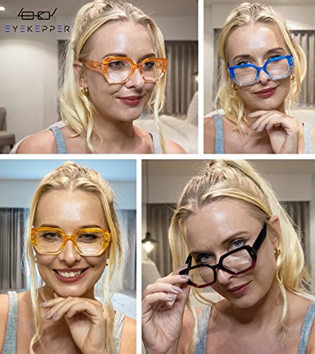 Eyekepper Large Frame Reading Glasses for Women - Fashionable Readers - Brown +4.00