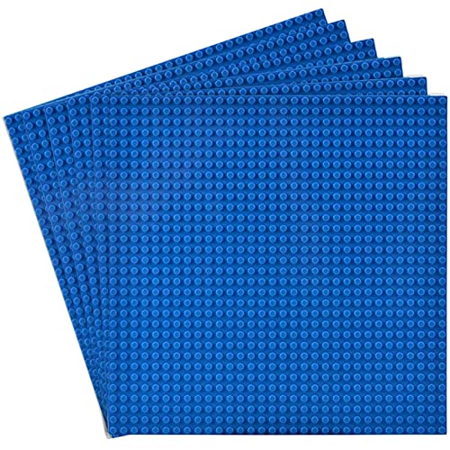 JNZong Classic Baseplates Building Base Plates for Building Bricks 100% Compatible with Major Brands-Baseplates 10" x 10", Pack of 6 (Blue)