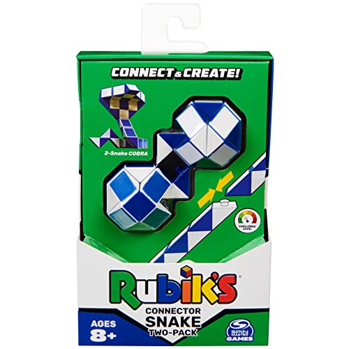 Rubik’s Connector Snake, Two-Pack Cubes 3D Puzzle Game Stress-Relief Fidget Toy Activity Cube Travel Game Gift Idea, for Adults and Kids Ages 8 and up