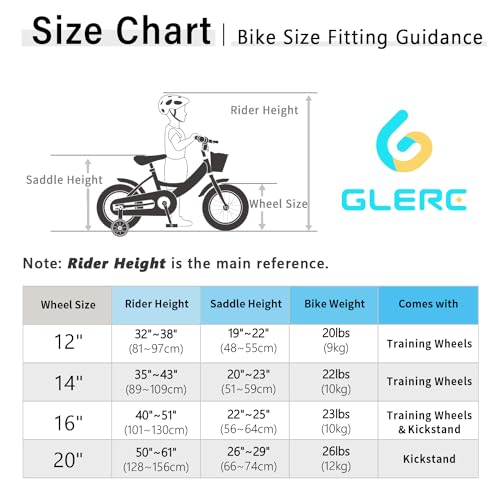 Glerc Maggie 12 Inch Girls Bike Ages 1 2 3 4 Years Old Kids Bicycle Princess Style with Doll-Seat & Basket & Training Wheels & Bell for Birthday, Blue
