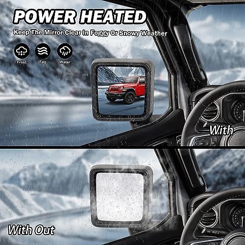 MOFOAP Driver Side Mirror for 2018-2023 Jeep Wrangler JL/2020 2021 2022 2023 Gladiator JT,Mirror Assembly with Heated,Manual Folding Without Turn Singal/Blind Spot,Replace 68281890AE 68281890AB