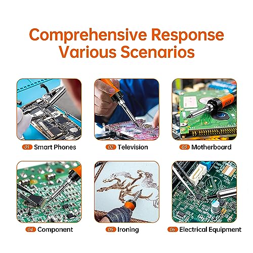90W 110V LCD Soldering Iron, Soldering Iron Kit, 10-in-1 Soldering gun Tool, 5 Soldering Iron Tips, Solder Wire, Solder Paste, Adjustable Temperature Range 180-480°C