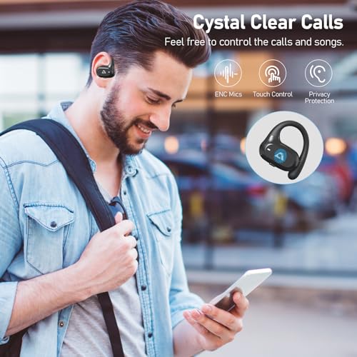 YMOO Open Ear Wireless Bluetooth 5.2 Headphones for Running, IPX4 Waterproof Air Conduction Headphones, 16.5mm HiFi Headphones, 40ms Low Latency, 34H Gaming Earbuds for Treks,Exercise,Tour (Black)