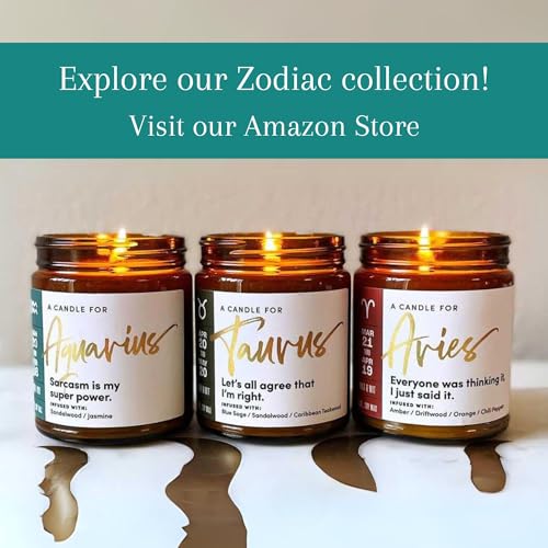 WAX & WIT Aquarius Gifts for Women, Aquarius Candle, Zodiac Gifts, Astrology Gifts for Women, Zodiac Candle, January Birthday Gifts for Women Birthday Unique, February Birthday Gifts for Women - 9oz