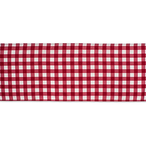 DII Red Check Outdoor Tabletop Collection, Stain Resistant & Waterproof, 14x72, Check