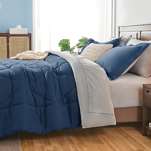BEDELITE Twin Comforter Set 5 Pieces Bed in A Bag - Soft Microfiber Reversible Beige Bed Set with Comforters, Sheets, Pillowcase & Sham, Cozy Luxury Bedding Sets for All Season