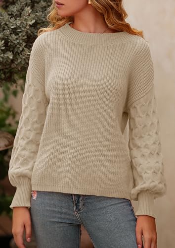 PRETTYGARDEN Women's Fall 2025 Pullover Sweater Casual Long Sleeve Loose Chunky Knit Tops Blouse Winter Fashion Clothing (White,Medium)