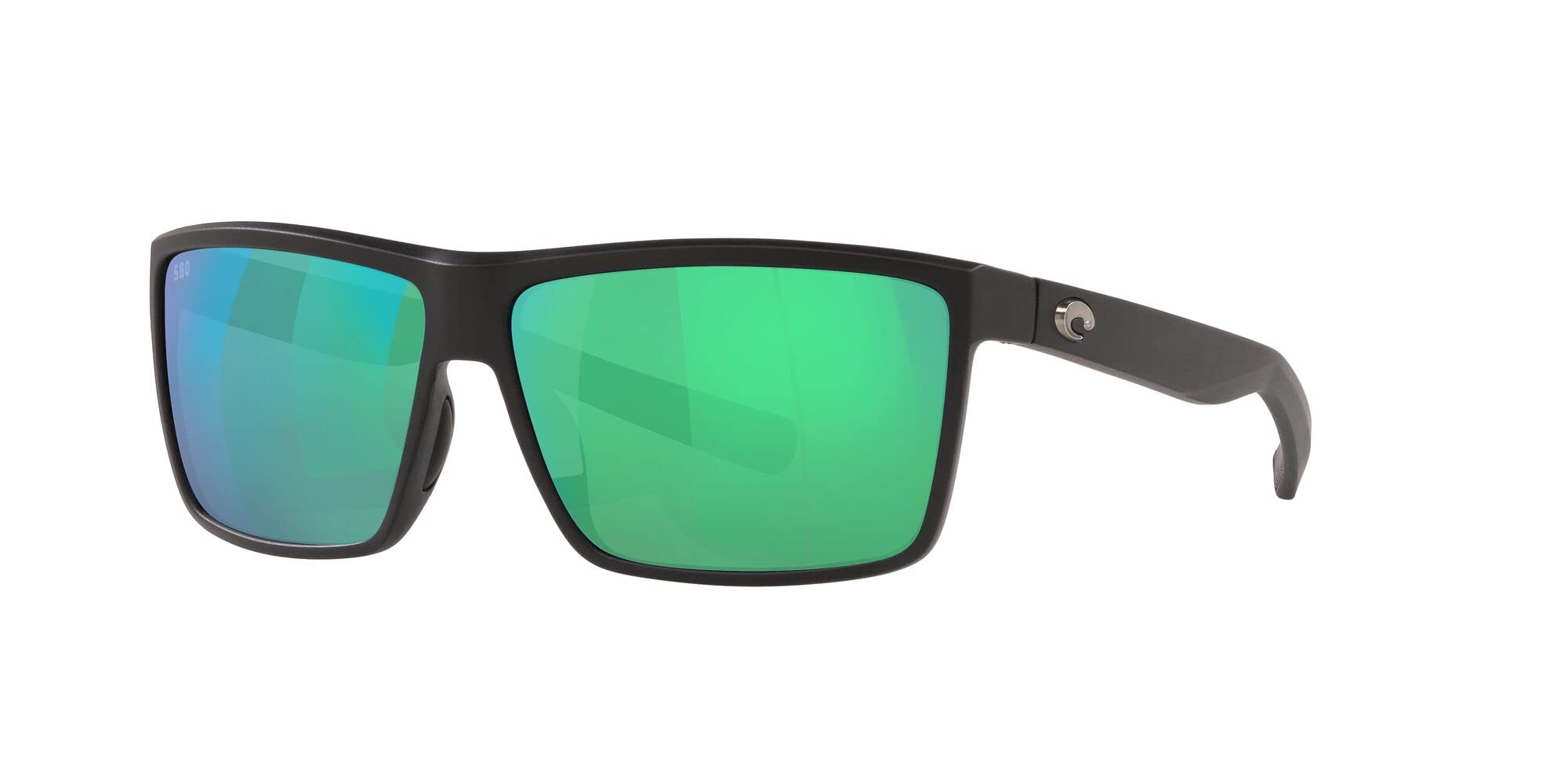 Costa Del Mar Mens Rinconcito Rectangular Sunglasses, Matte Black/Green Mirrored Polarized-580G, 60 mm