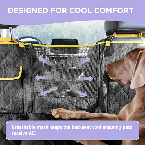 Lesure Dog Car Seat Cover for Back Seat with Hard Bottom, Pet Back Seat Extender with Supportive Egg Crate Foam, Waterproof Non-Slip Dog Hammock for Car, Truck, SUV, Black