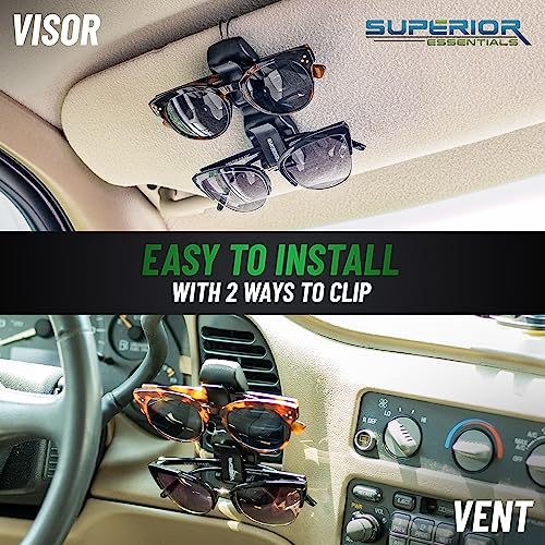 Sunglass Holder for Car Visor Clip - Sun-Glasses Holder and Ticket Card Clips - Car Visor Accessories - Luxury Eyeglass Car Mount