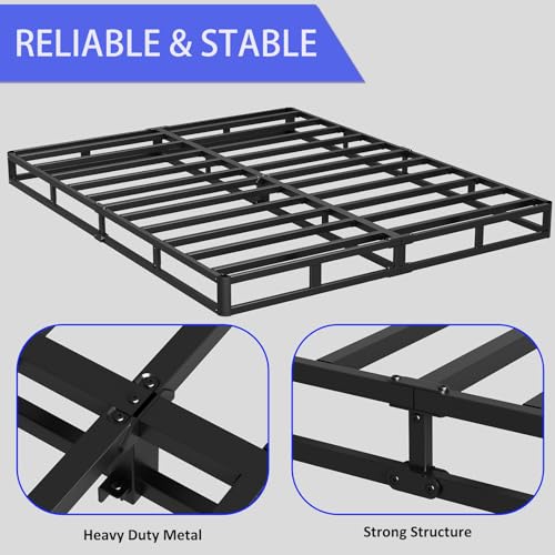 UOMEUR Twin Box Spring 5 Inch Low Profile Box Spring for Twin Bed, 2000lbs Heavy Duty Metal Mattress Foundation Support with Easy Clean Fabric Cover,Non-Slip/Easy Assembly/No Noise (Twin)